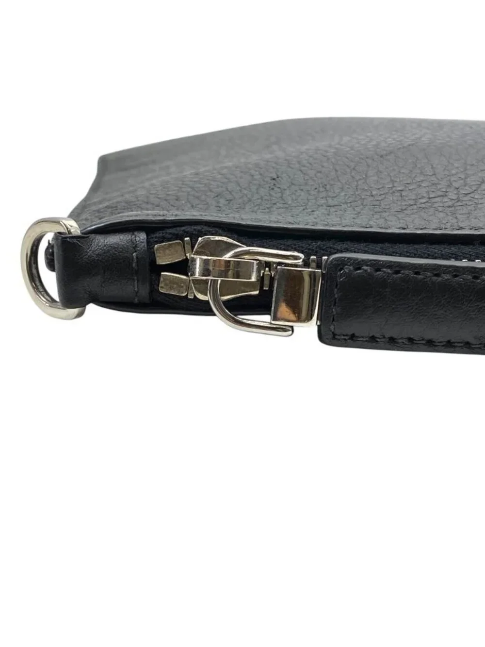 Prada Clutch Document Case Logo Ship Leather Black Business